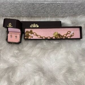 Juicy couture gold earrings and necklace set